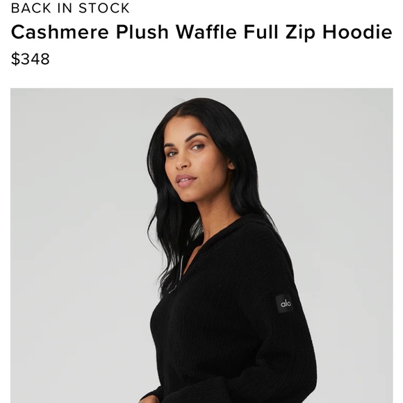Alo Cashmere Plush Waffle Full Zip Hoodie - Picture 4 of 10